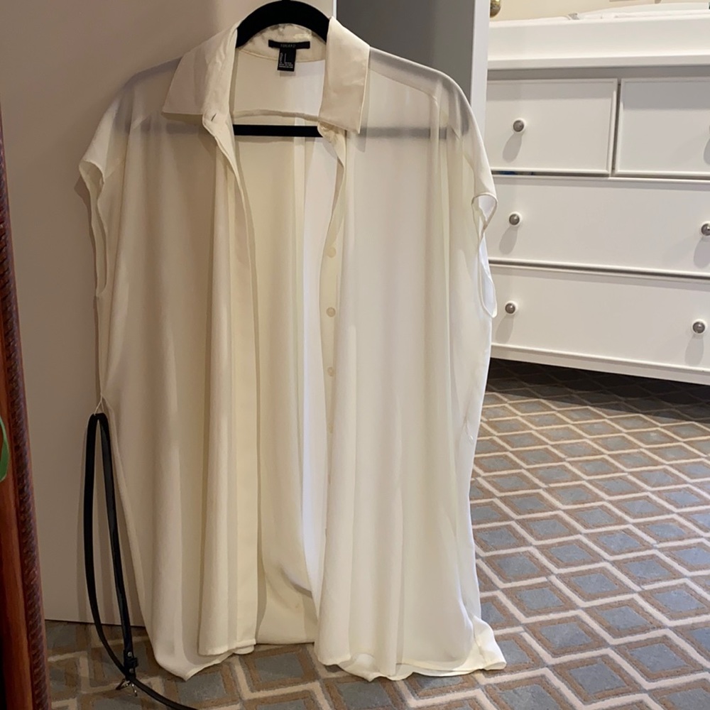 Forever 21 white sheer shirt or beach dress size S